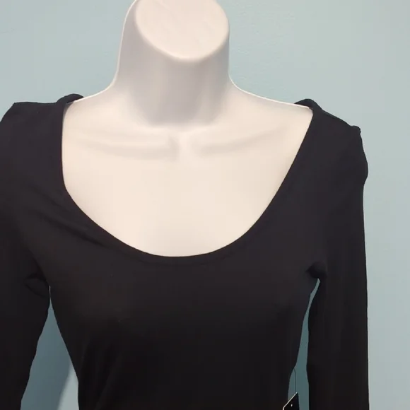 Express Black Ruched Long Sleeve Dress - Picture 4 of 11
